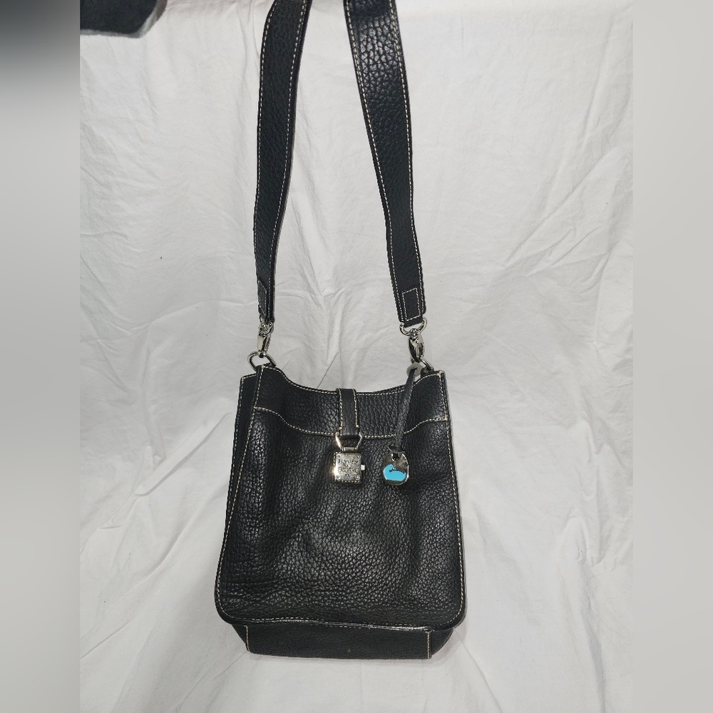 Vintage Dooney & Bourke Black Pebble Grain Leather Bag with Silver Accent - Picture 2 of 9